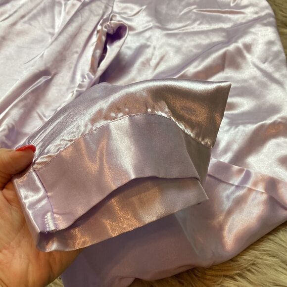 Blair Two Piece Set Long Sleeve Button Down Striped Pajama Top & Satin Bottoms - Picture 8 of 10